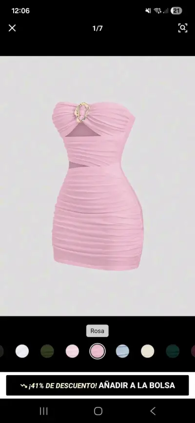 Vestido rosa strapless - miniatura 2