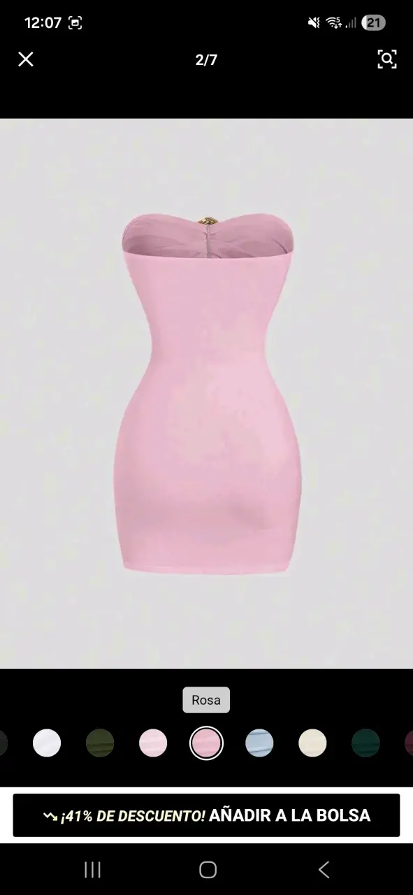 Vestido rosa strapless - 3
