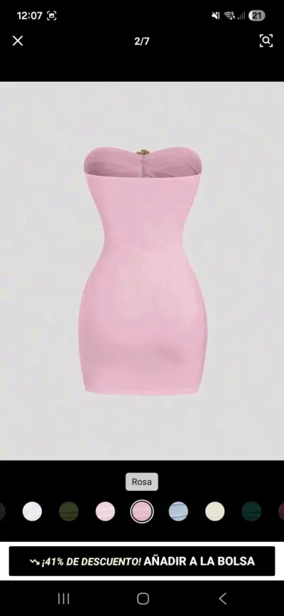 Vestido rosa strapless - miniatura 3
