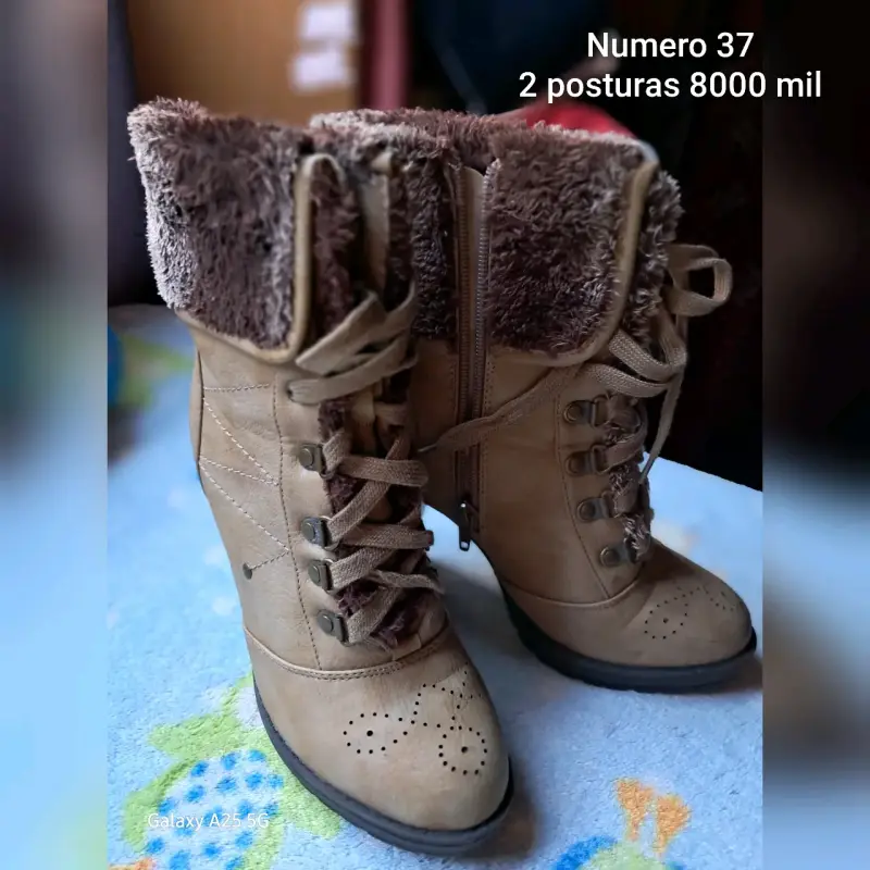 Botas de gamuza con forro, talla 37