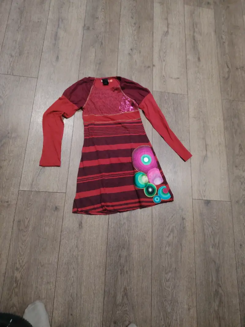 Vestido a rayas multicolor - 1