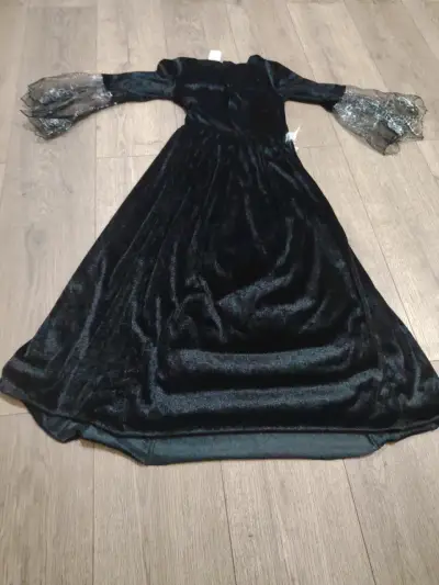 Disfraz de bruja negra con encaje - miniatura 2