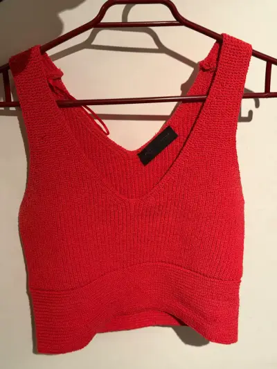 Top tejido rojo sin mangas - miniatura 1