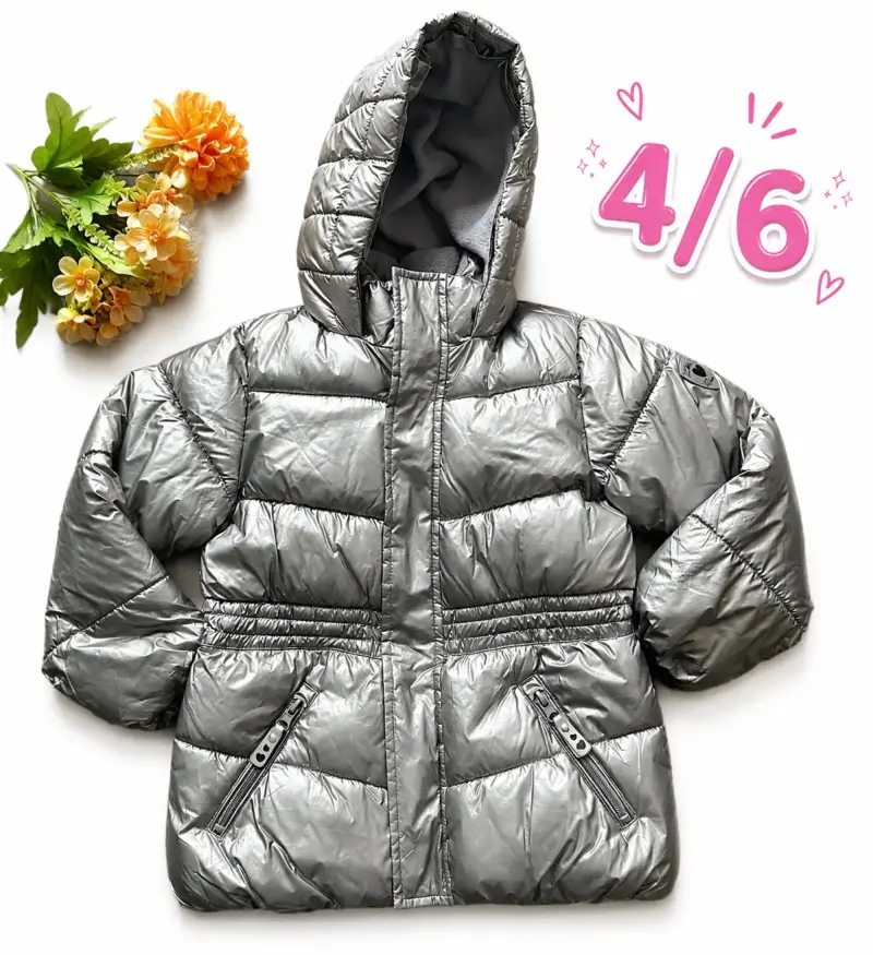 Chaqueta acolchada plateada para niña talla 4/6añ - 1