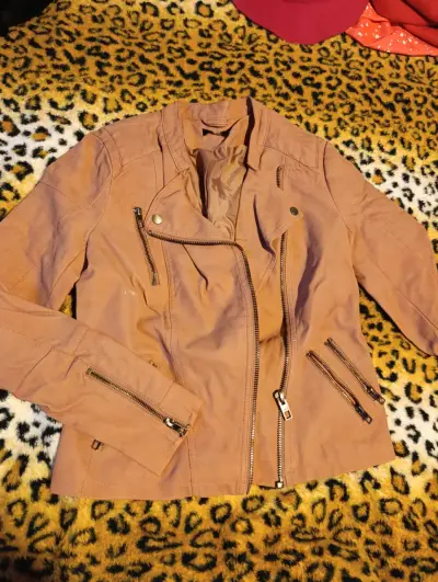 Chaqueta moto beige mujer - miniatura 1