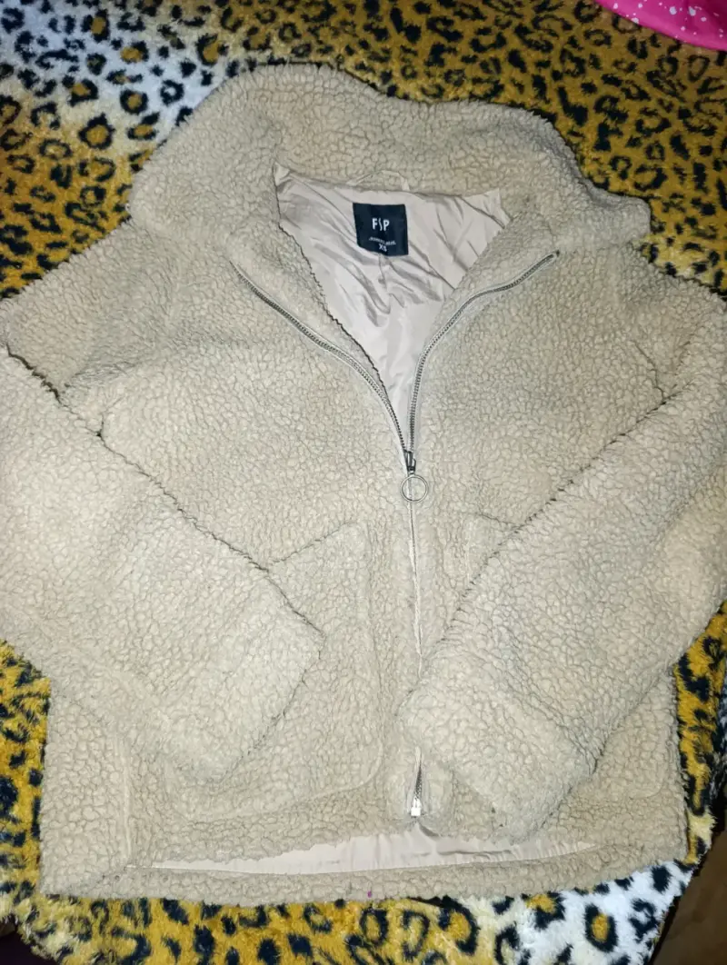 Chaqueta de lana beige - 1