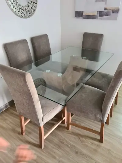 Comedor con 6 sillas madera y vidrio - miniatura 2