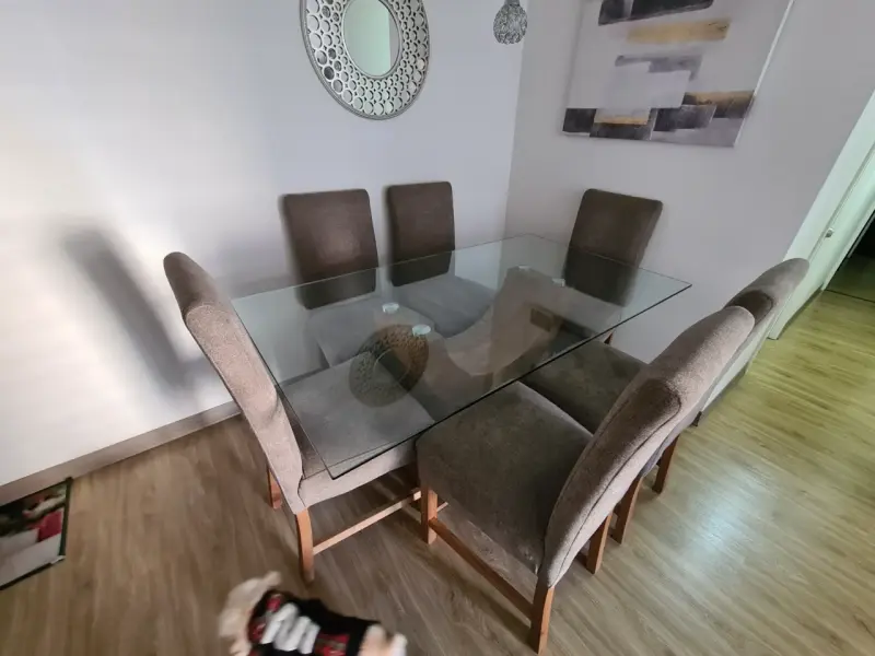 Comedor con 6 sillas madera y vidrio - 4
