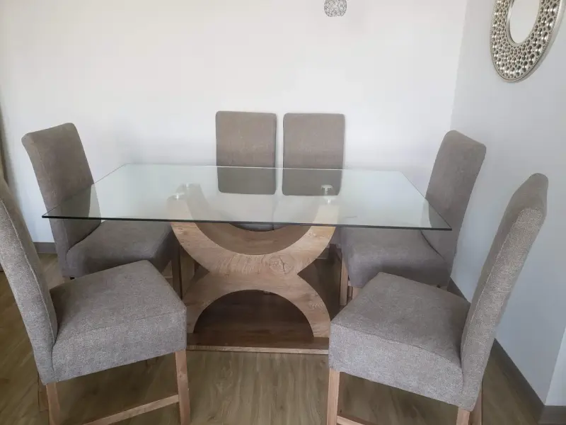 Comedor con 6 sillas madera y vidrio - 6