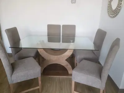 Comedor con 6 sillas madera y vidrio - miniatura 6