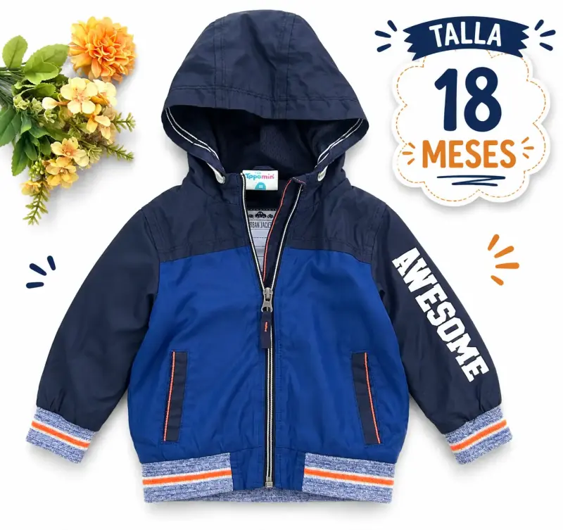 Chaqueta azul con capucha 18 meses - 1