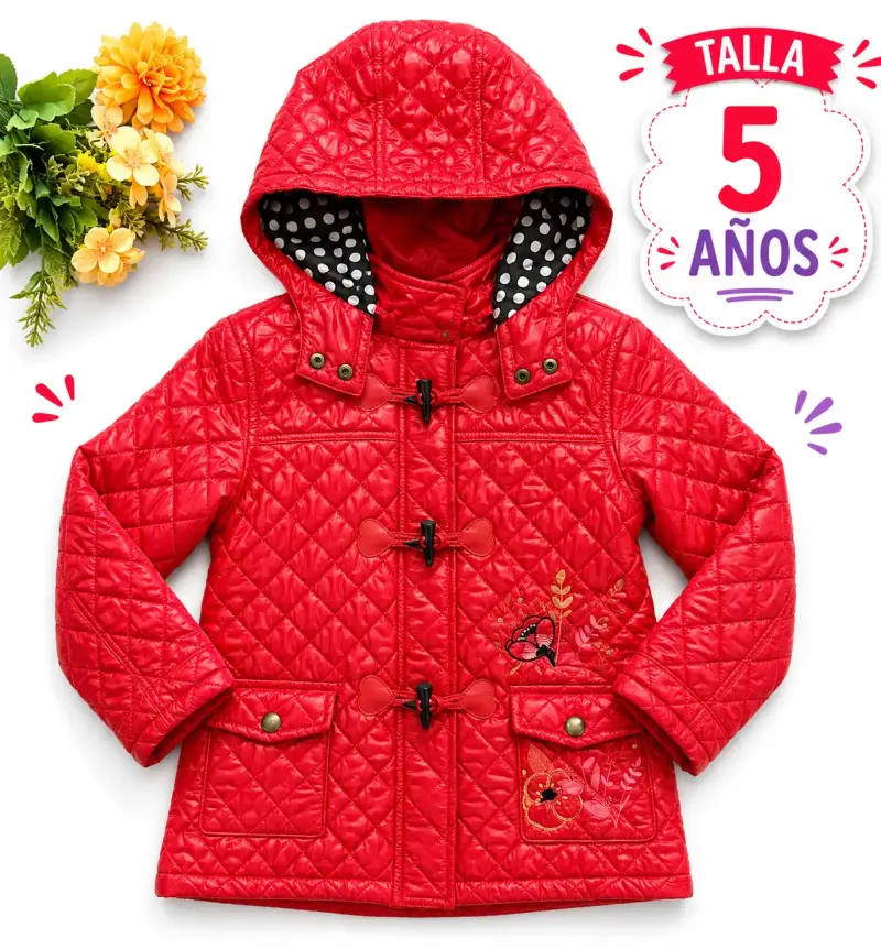 Chaqueta infantil roja con capucha talla 5 años - 1