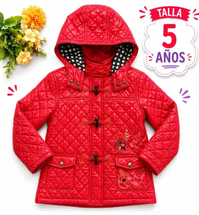 Chaqueta infantil roja con capucha  talla 5 años - miniatura 1