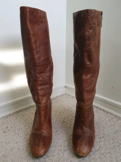 Botas altas de cuero marrón - miniatura 2