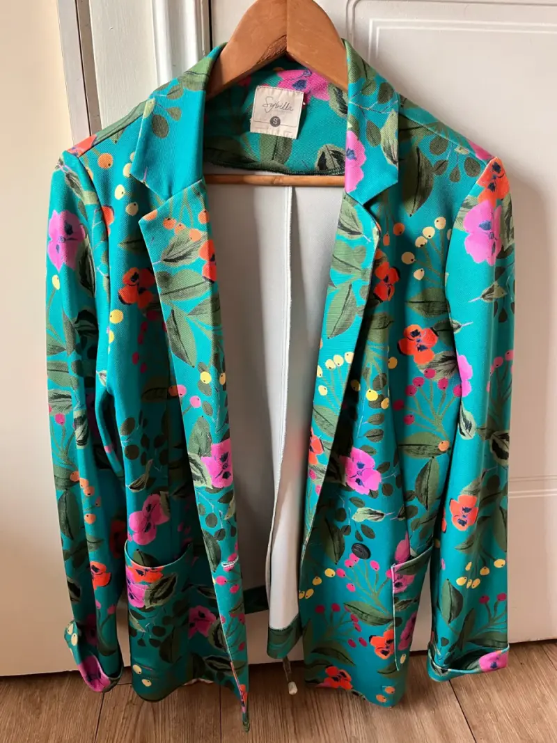 Blazer floral turquesa mujer