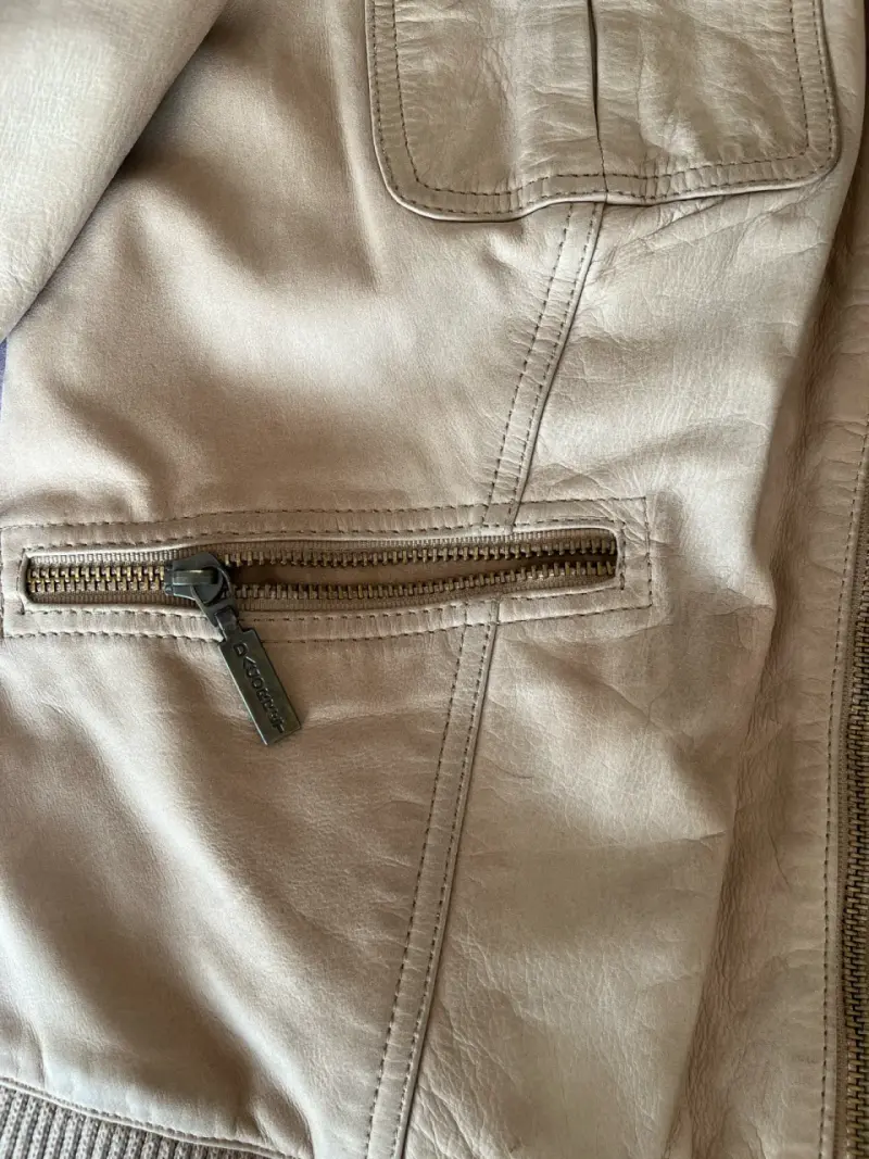 Chaqueta cuero 100%natural  beige  mujer - 5