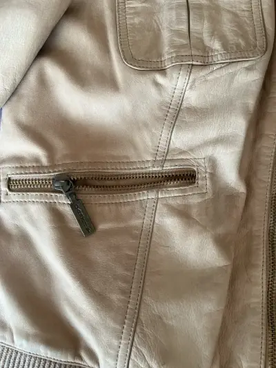 Chaqueta cuero 100%natural  beige  mujer - miniatura 5