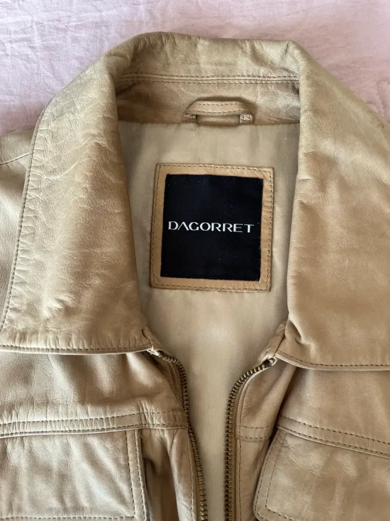 Chaqueta cuero 100%natural  beige  mujer - 6