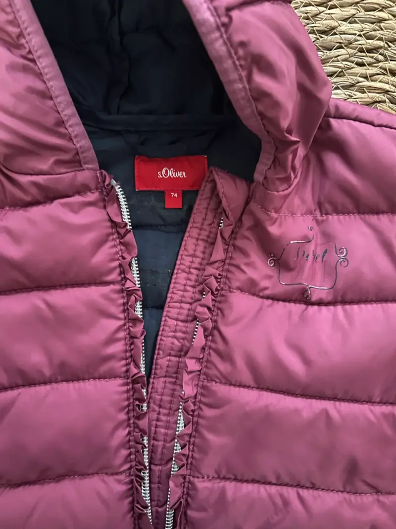 Chaqueta acolchada burdeos para niña 12 meses - 2