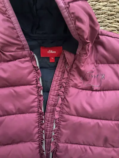 Chaqueta acolchada burdeos para niña 12 meses - miniatura 2