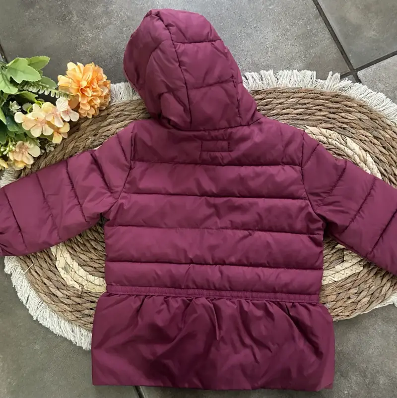 Chaqueta acolchada burdeos para niña 12 meses - 3