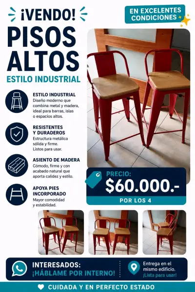 Set de taburetes rojos - miniatura 2