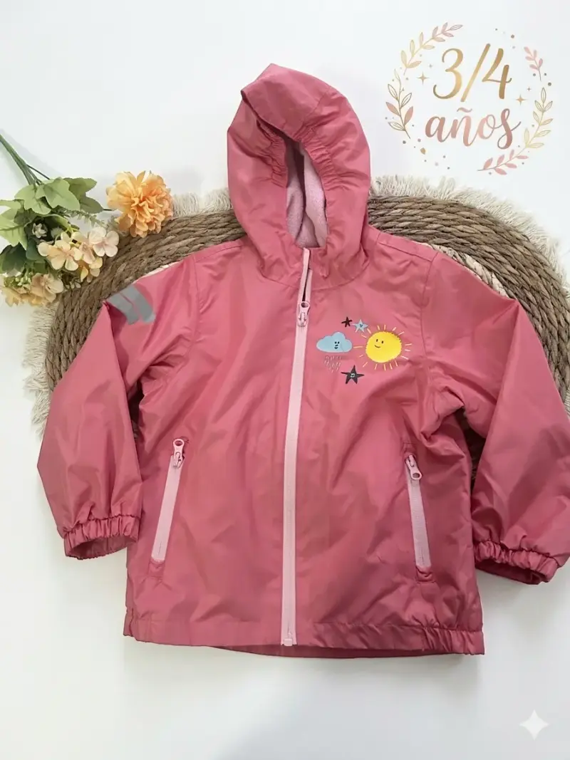 Chaqueta impermeable rosa infantil - 1
