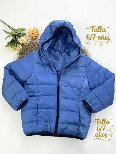 Parka azul para niños talla  6/7 años - miniatura 1