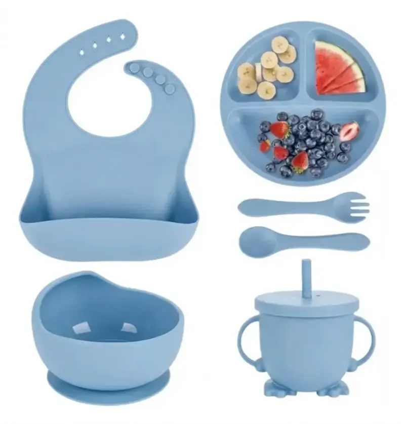 Set de alimentación para bebé azul