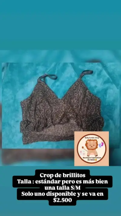 Crop top de brillitos negro - miniatura 1