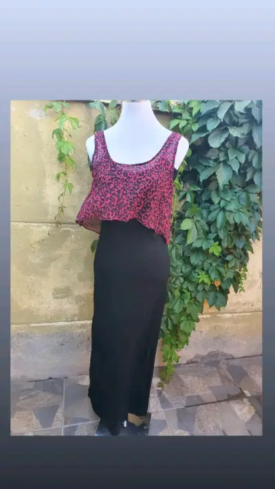 Vestido largo estampado leopardo - miniatura 1