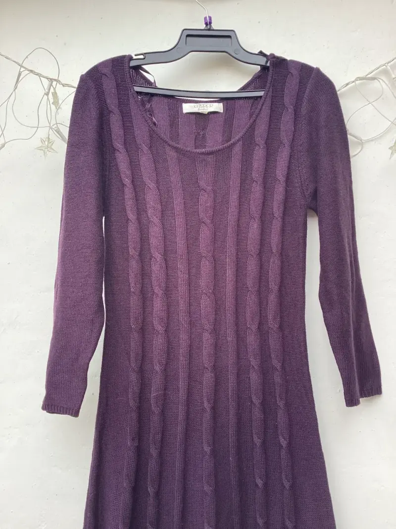 Vestido morado de punto largo - 2