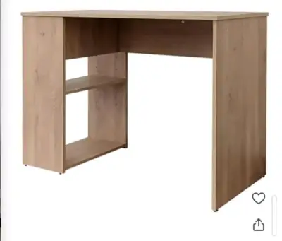 Escritorio de madera compacto con estante de bibli - miniatura 1