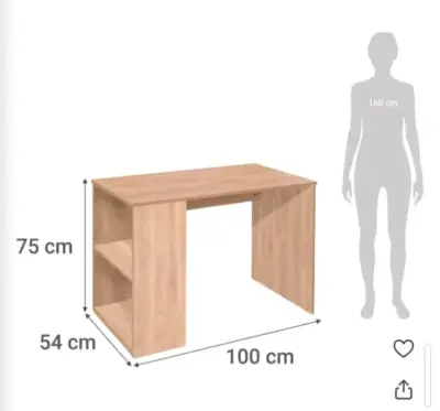 Escritorio de madera compacto con estante de bibli - miniatura 3
