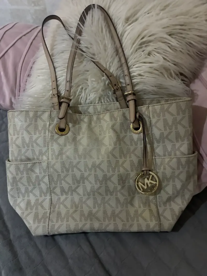Bolso tote beige con logo - 1