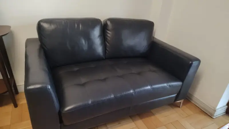 Sofá de cuero negro