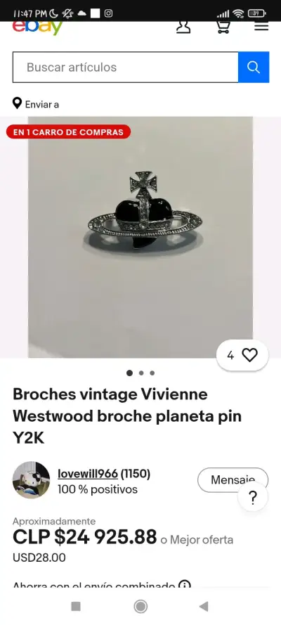 Pin Corazón Y2K Estilo Vivienne Westwood - réplica - miniatura 1