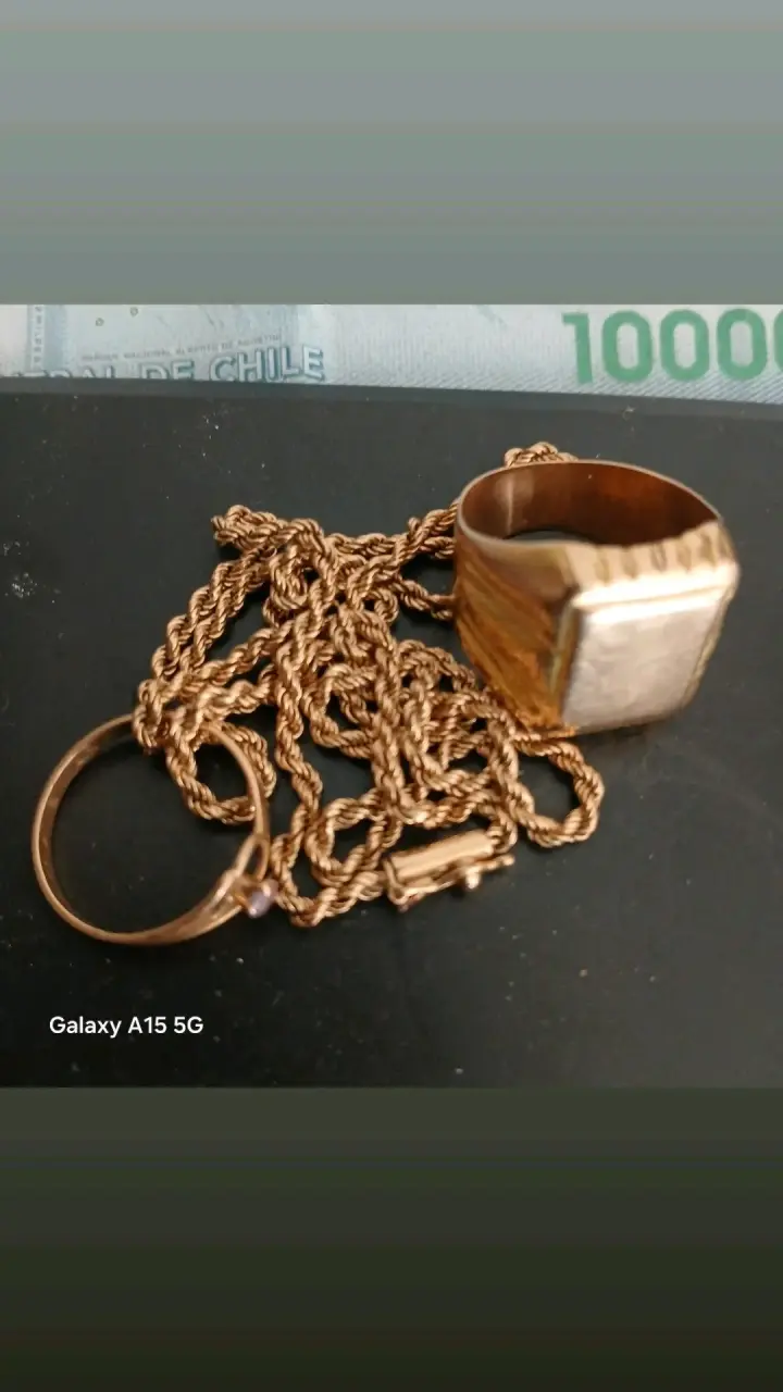 Conjunto de anillo y cadena oro 18k nacional