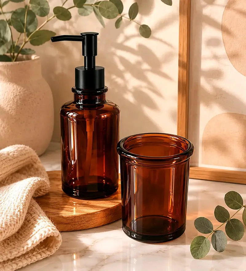 Set dispensador 200 ml.y vaso ámbar - 3