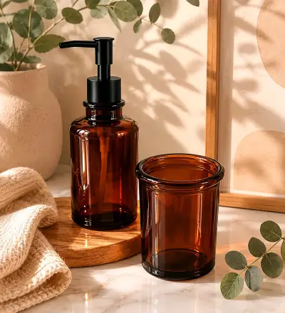 Set dispensador 200 ml.y vaso ámbar - miniatura 3