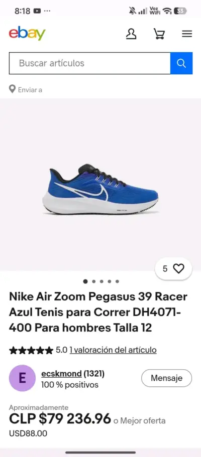 Zapatillas Nike Air Zoom Pegasus 39 Azules - miniatura 1