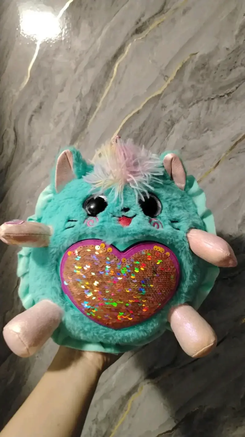 Peluche unicornio verde con lentejuelas