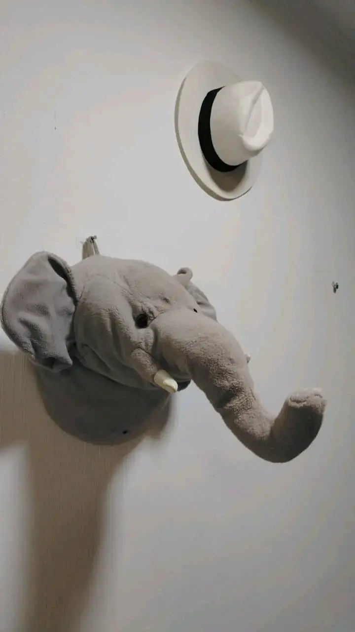 Cabeza decorativa de elefante gris