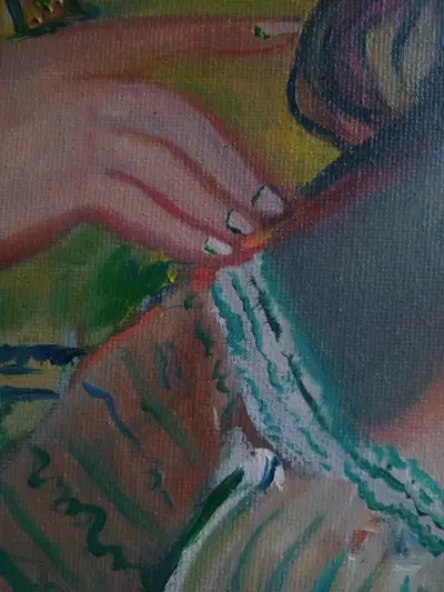 Pintura al óleo de dos mujeres "Las parisinas" - miniatura 2