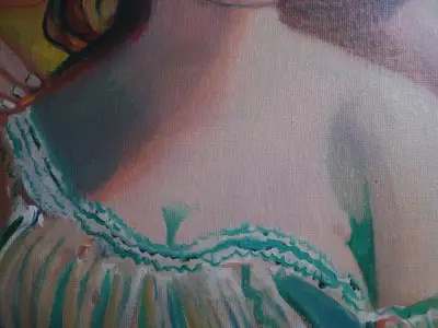Pintura al óleo de dos mujeres "Las parisinas" - miniatura 3