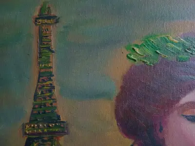 Pintura al óleo de dos mujeres "Las parisinas" - miniatura 4