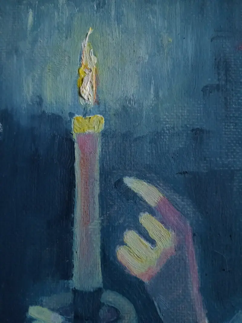 Pintura al óleo original "Dama de la vela" - 2