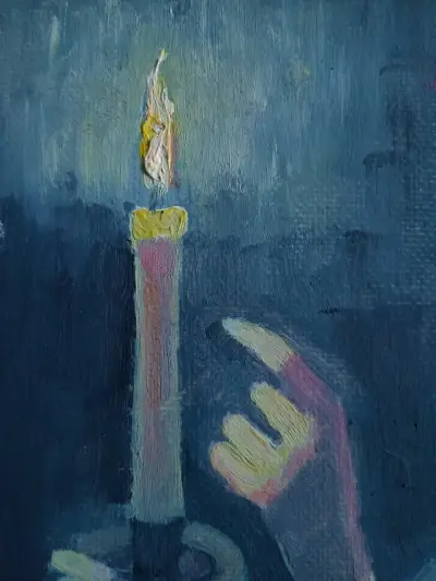 Pintura al óleo original "Dama de la vela" - miniatura 2