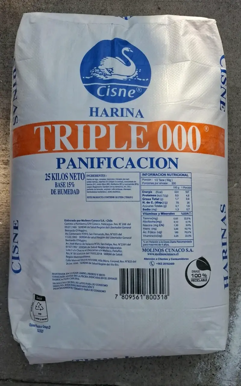 Harina triple 000 panificación 25kg $16500
