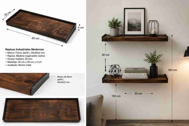 REPISAS INDUSTRIALES ESTILO RUSTICO - 4